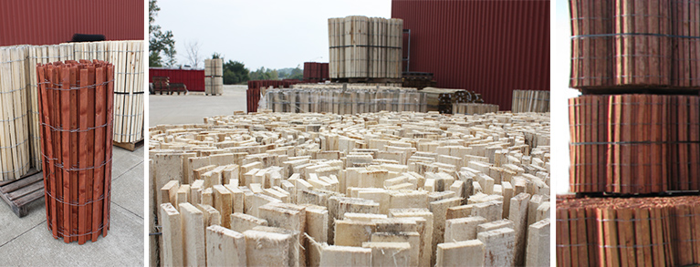 Palletes of Redwood and White Wooden Snow Fence